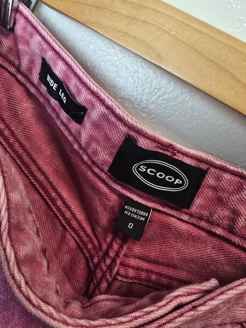 Scoop Unisex Streetwear Style Pink Acid Wash Slouchy Wide Leg Jeans Utility Y2K